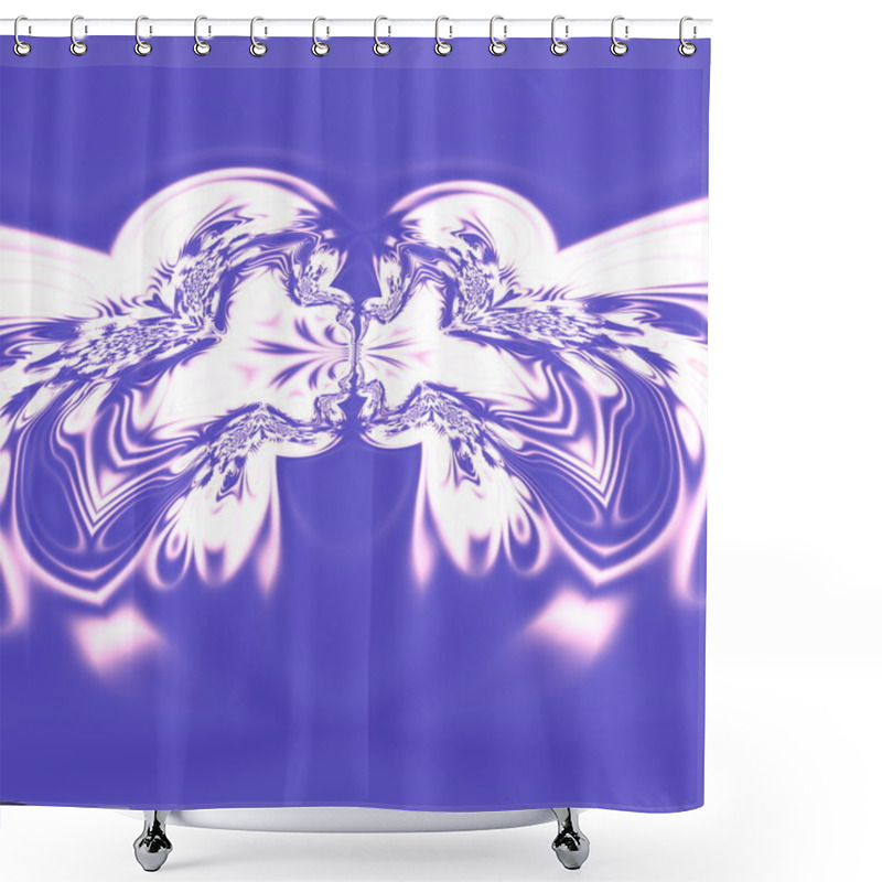 Personality  Psychedelic Art, Two People Kissing. Special Cyber Arts. Design In Blue Color Tone. Weird Virtual Craft. Obscure Freaky Idea. Computer Art Concept. Glassy Lines Artwork. Mental Or Insane Pic. Man. Shower Curtains