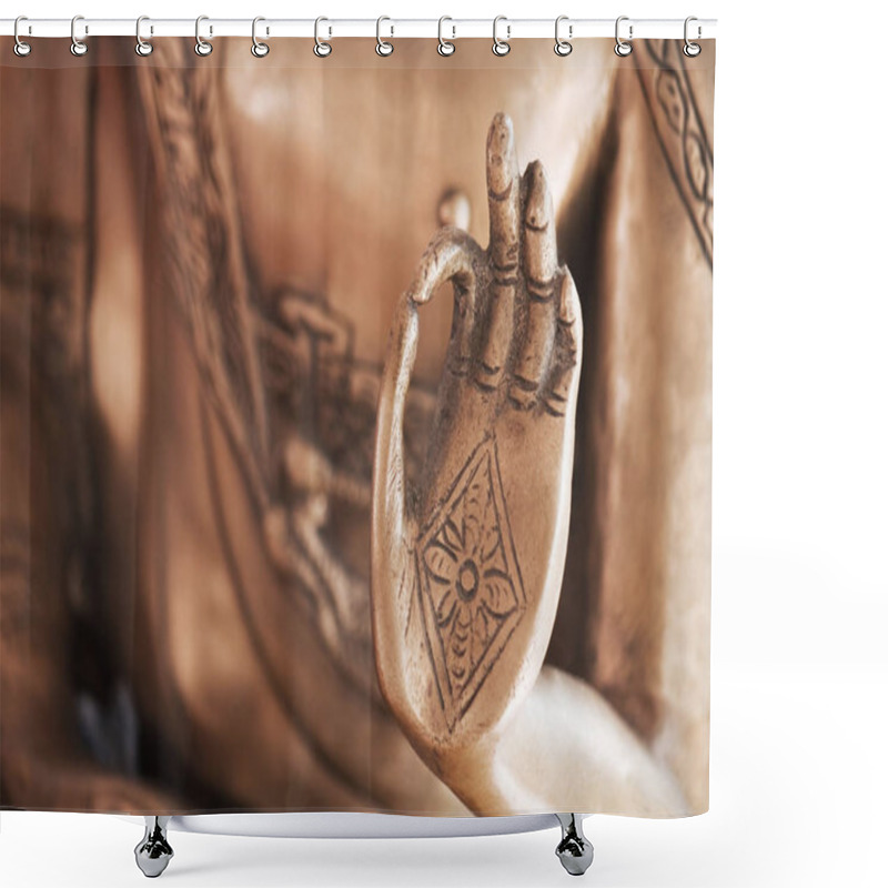 Personality  The Hand Of The Copper Buddha Shower Curtains