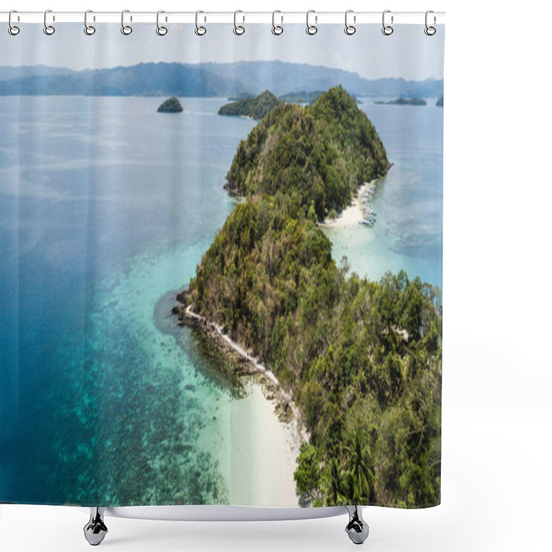 Personality  Awesome Aerial View Of Isolated Islands In The Philippines. Island Hopping Tour In Port Barton, Palawan Shower Curtains