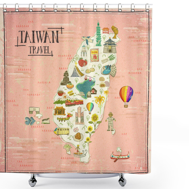 Personality  Taiwan Travel Map Shower Curtains