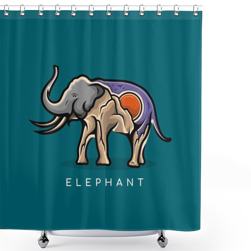 Personality  Elephant Logo Design Vector And Illustration Shower Curtains