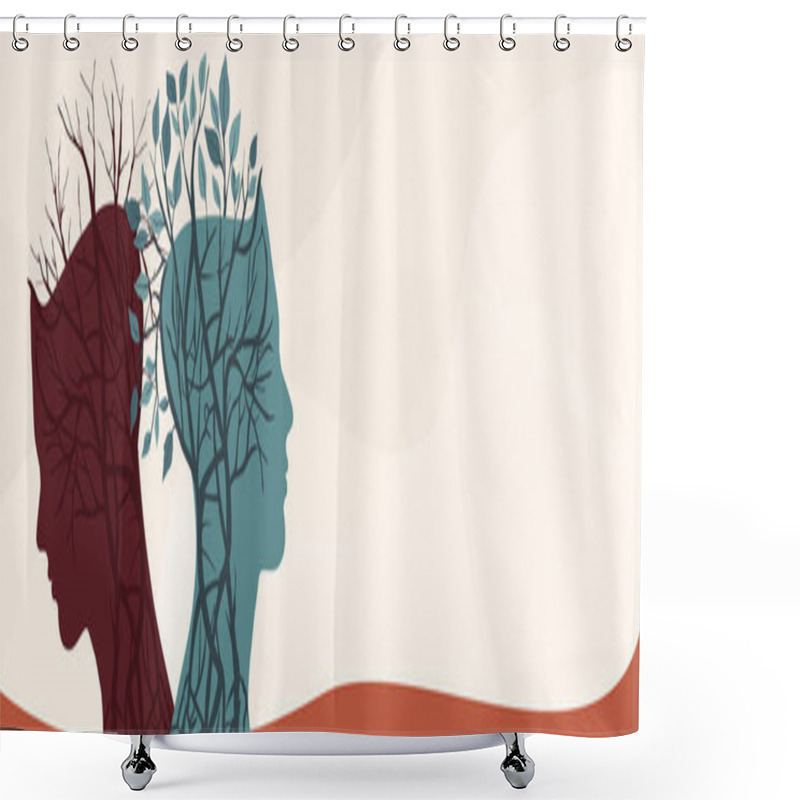 Personality  Metaphor Bipolar Disorder Mind Mental. Double Face With Puzzle Brain. Split Personality. Concept Mood Disorder. 2 Head Silhouette.Psychology. Dual-personality. Psychiatry. Mental Health Shower Curtains