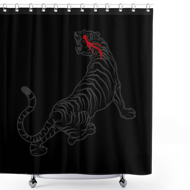 Personality  Red Eyed Tiger Silhouette Illustration Vector Shower Curtains