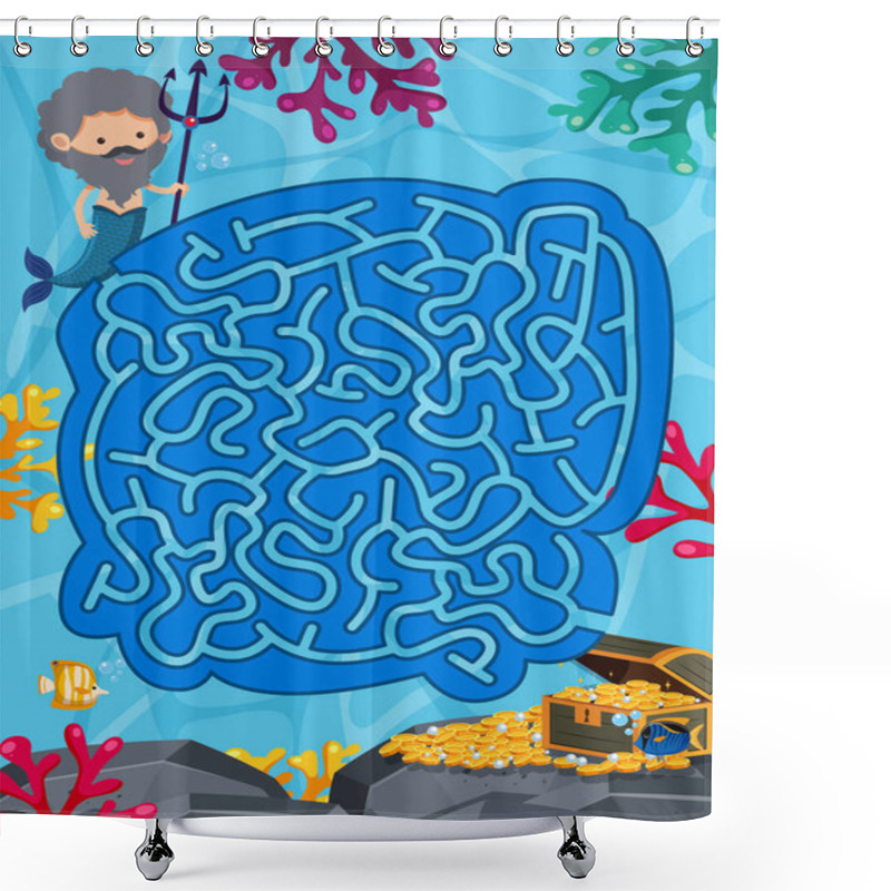 Personality  A Maze Puzzle Game Underwater Theme Illustration Shower Curtains