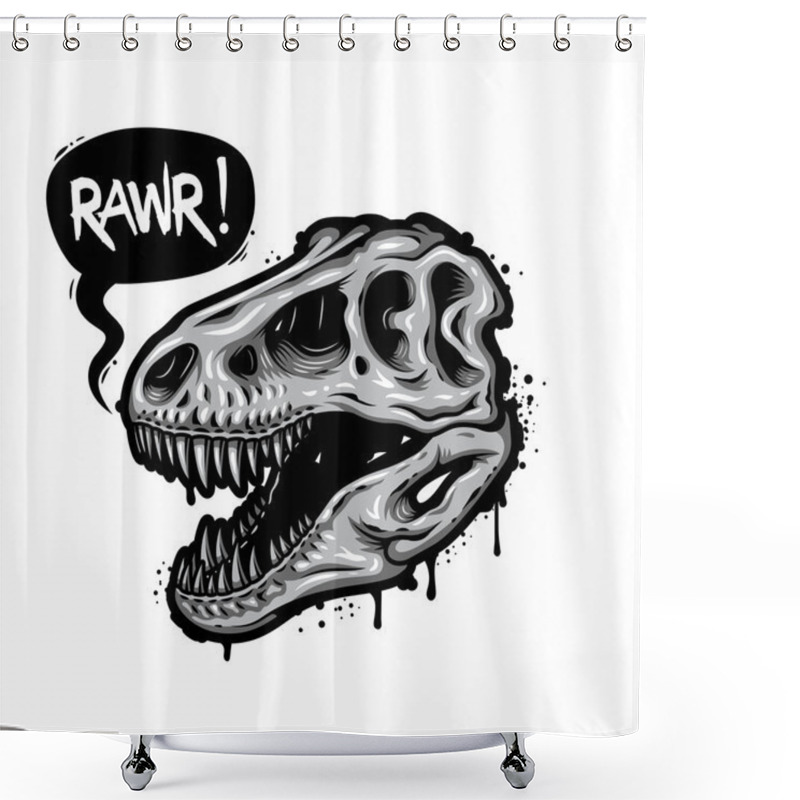 Personality  Illustration Of Dinosaur Skull Shower Curtains