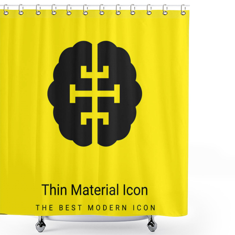 Personality  Brain Minimal Bright Yellow Material Icon Shower Curtains