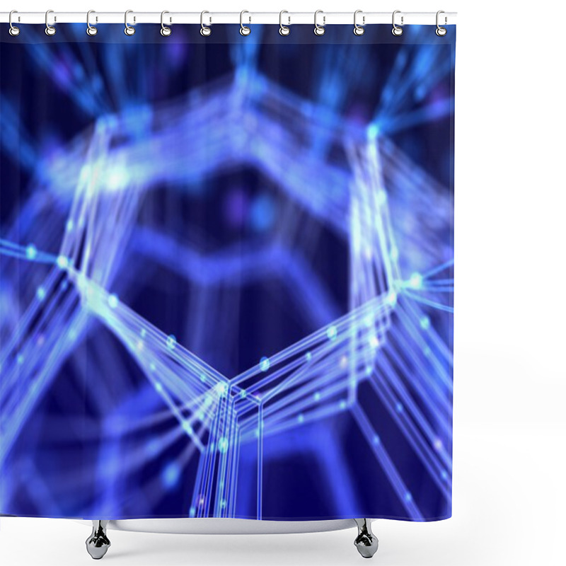 Personality  Closeup Network. Abstract Nanotechnology 3d Illustration. Shower Curtains