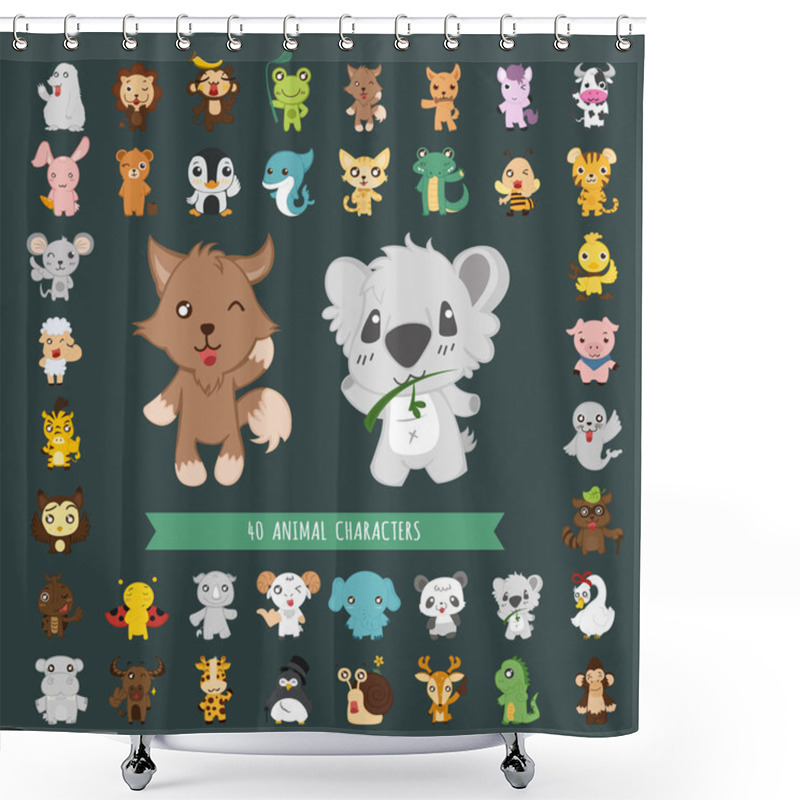 Personality  Set Of 40 Animal Costume Characters Shower Curtains