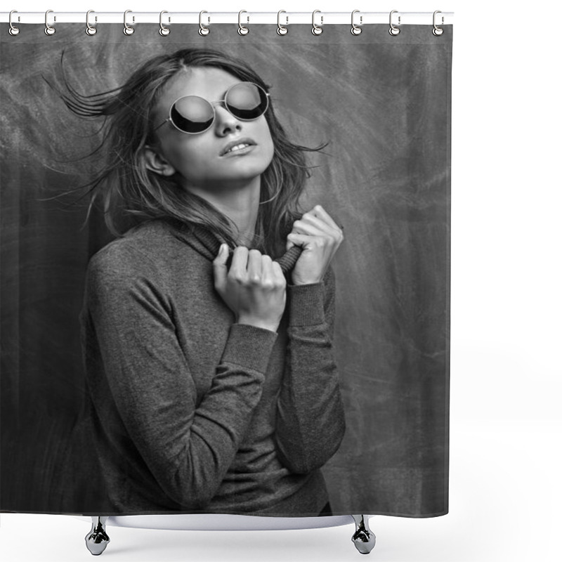 Personality  Young Stylish Woman Shower Curtains