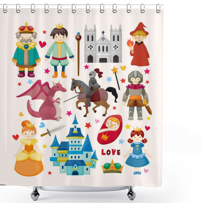 Personality  Set Of Fairy Tale Element Icons Shower Curtains