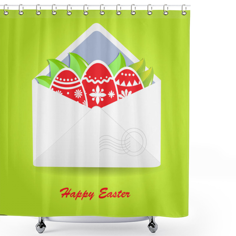 Personality  Happy Easter Greeting Card. Vector Shower Curtains