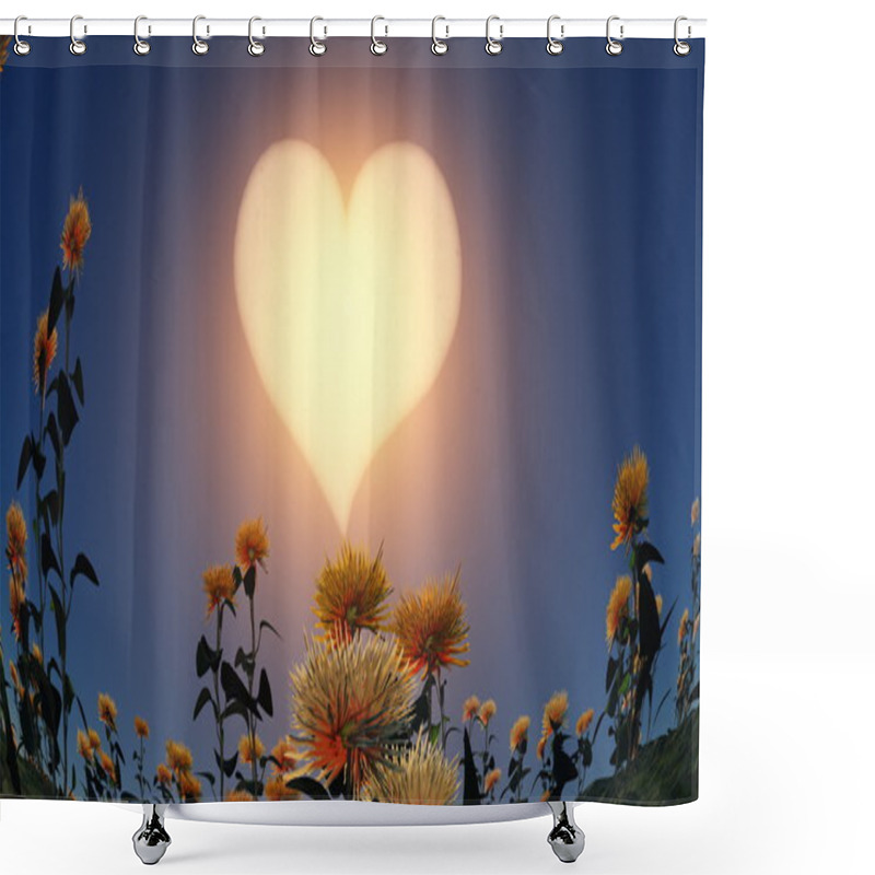 Personality  Heart Shape Moon Shower Curtains