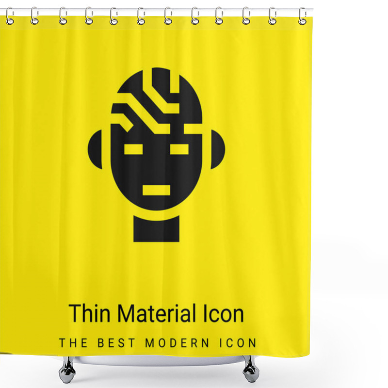 Personality  Brain Minimal Bright Yellow Material Icon Shower Curtains