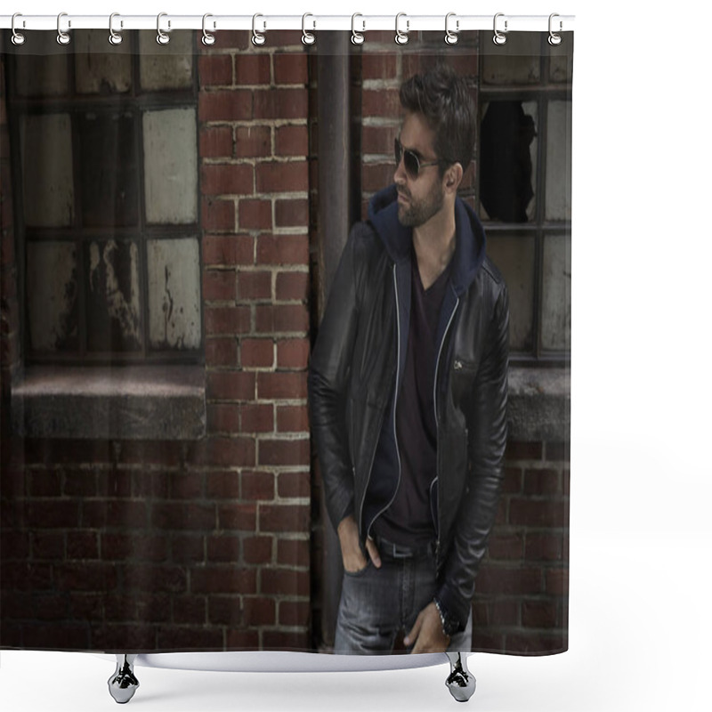 Personality  Man In Jacket And Jeans Shower Curtains