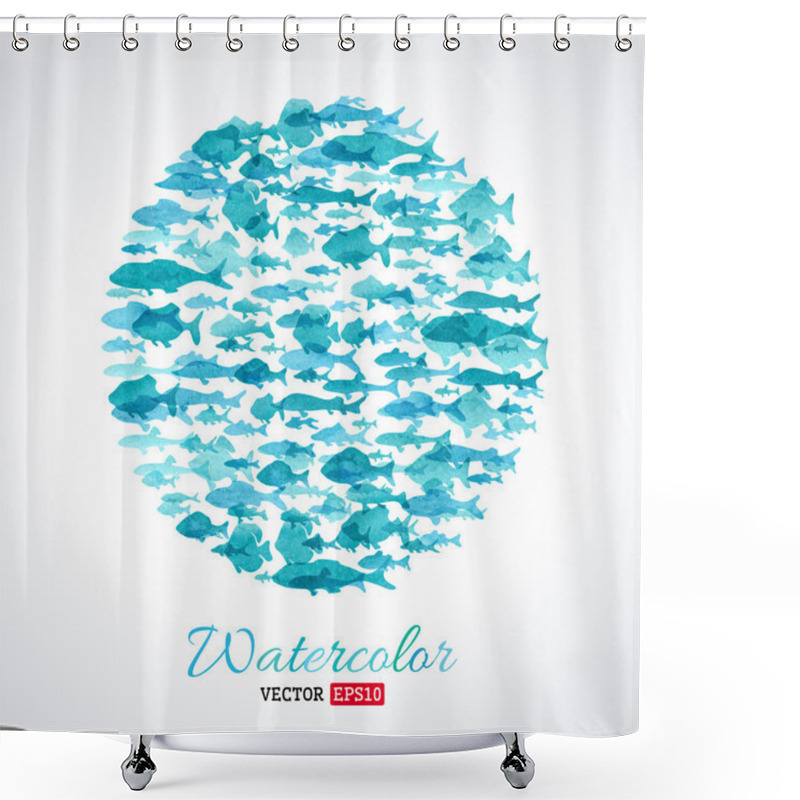 Personality  Vector Watercolour Fish Background.  Shower Curtains