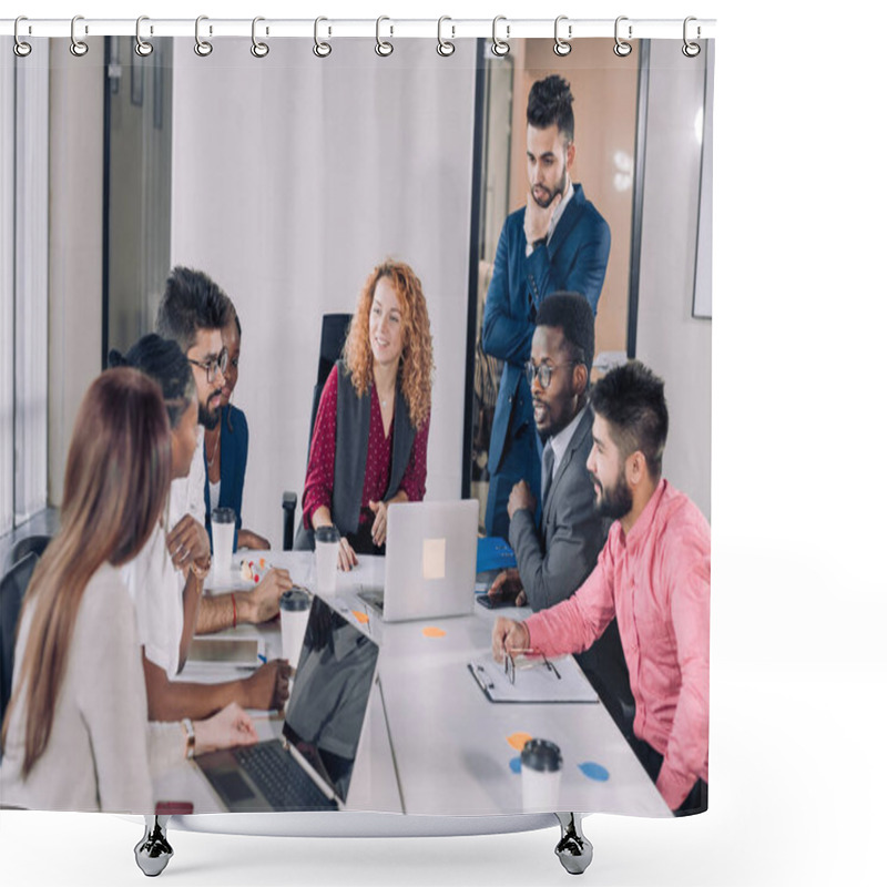 Personality  Business Colleagues In Conference Meeting Room During Presentation Shower Curtains