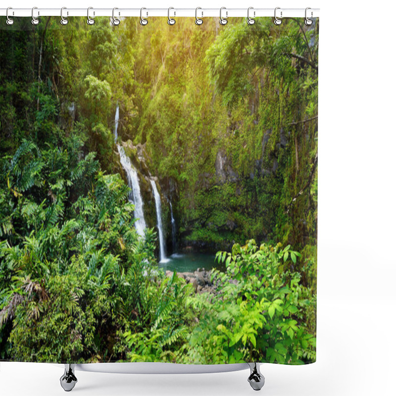 Personality  Tropical Waterfall Lower Waikamoi Falls And Small Pond, Maui, Hawaii, USA Shower Curtains