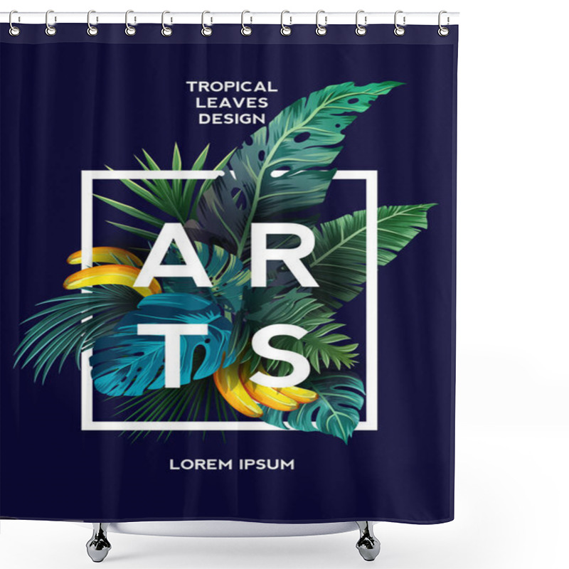 Personality  Bright Tropical Background With Jungle Plants. Exotic Pattern With Palm Leaves. Vector Illustration Shower Curtains