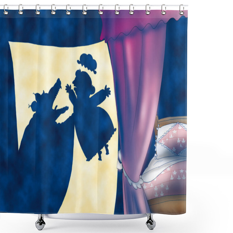 Personality  Big Bad Wolf And Granny Shadows Shower Curtains