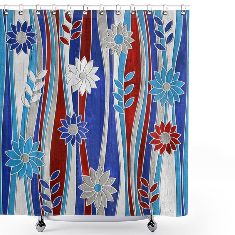 Personality  Flower Pattern - Waves Decoration - Seamless Background - Wood Texture Shower Curtains