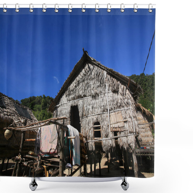 Personality  Islander, Morgan, Tradition House Against Blue Sky  Shower Curtains