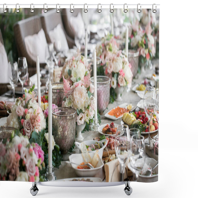 Personality  Luxury, Elegant Wedding Reception Table Arrangement, Floral Centerpiece Shower Curtains