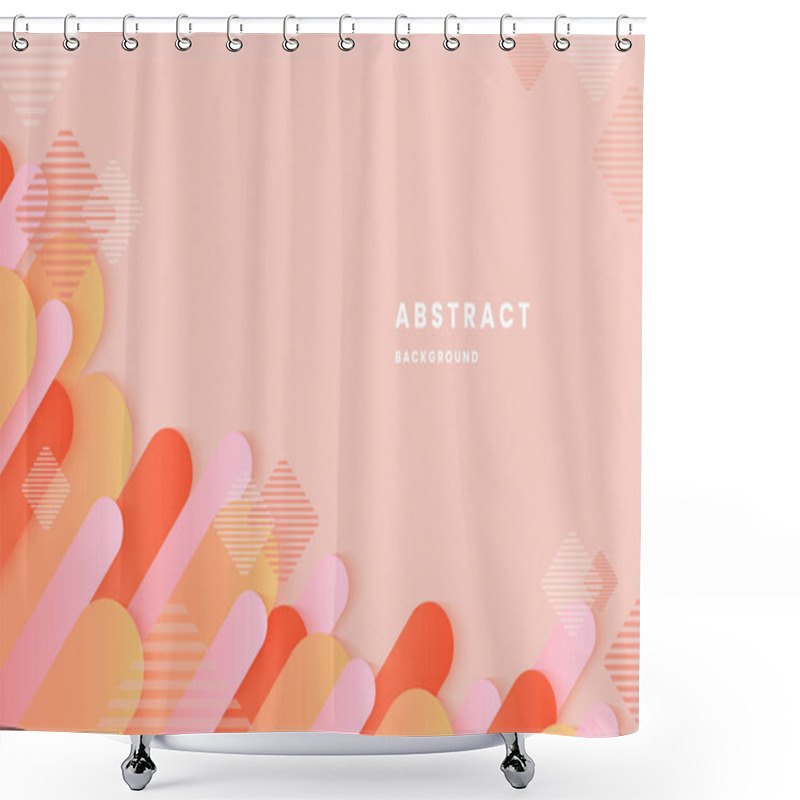 Personality  Minimal Abstract Pink And Orange Modern Elegant Design Background. Minimal Geometric Background. Dynamic Shapes Composition. Illustration Vector 10 Eps. Shower Curtains