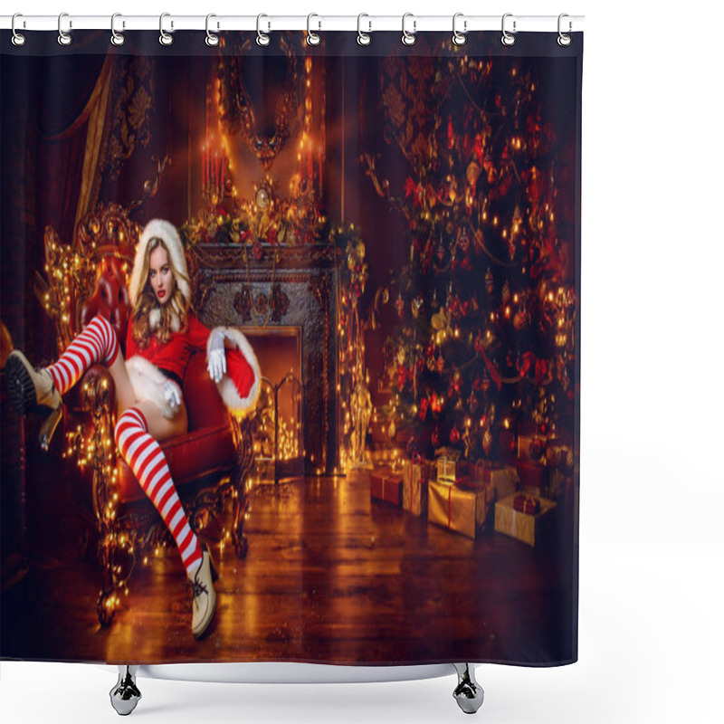 Personality  Temptress In Santa Costume Shower Curtains