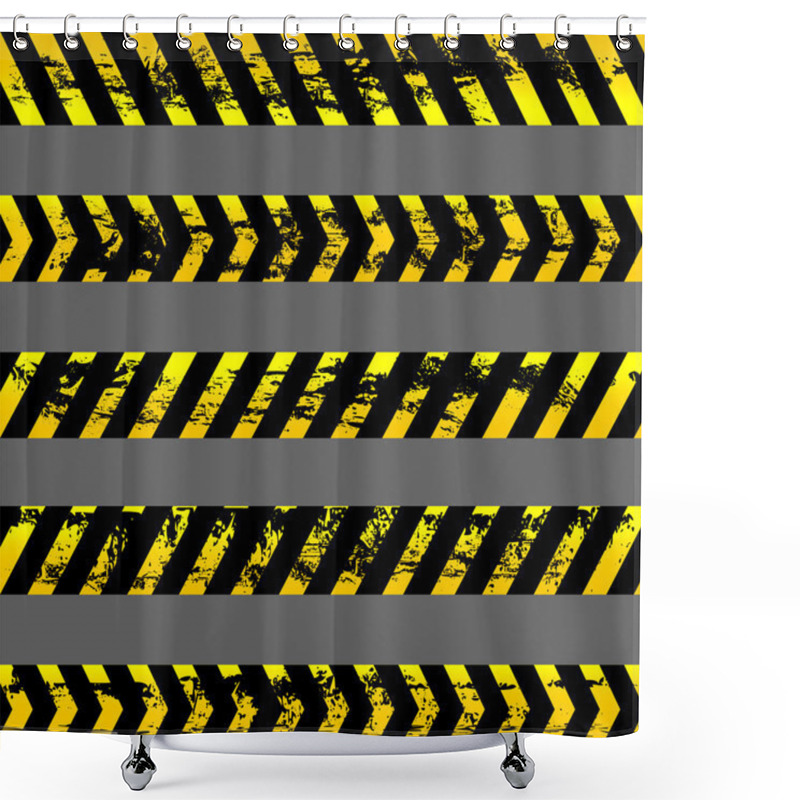 Personality  Set Of Grunge Yellow Caution Tapes - Isolated Illustration Shower Curtains