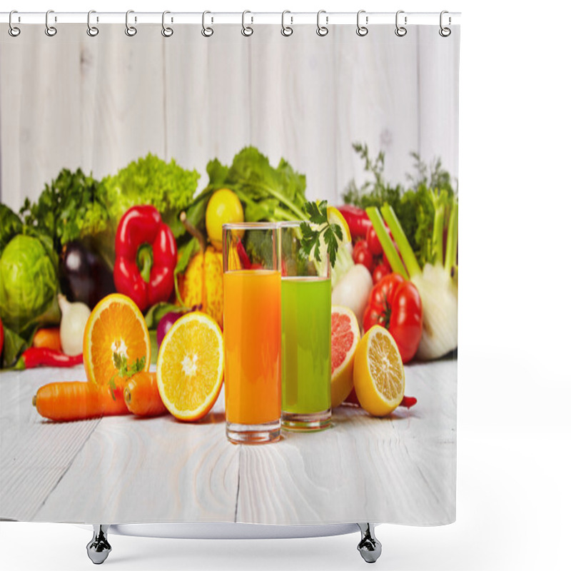 Personality  Fresh Juices With Fruits And Vegetables Shower Curtains