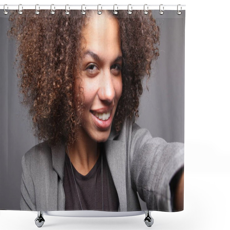 Personality  Beautiful Happy Afro Woman Shower Curtains