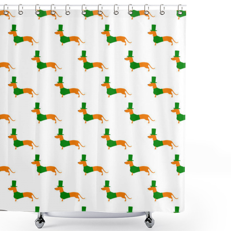 Personality  Pattern With Dachshund In St Patricks Day Suit Shower Curtains