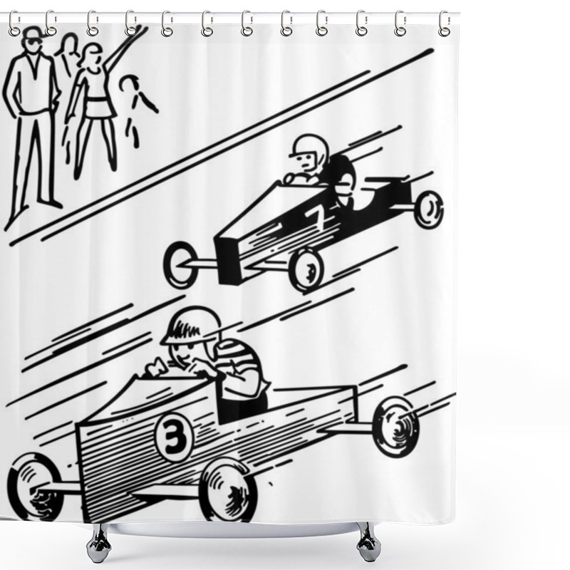 Personality  Soap Box Derby Shower Curtains