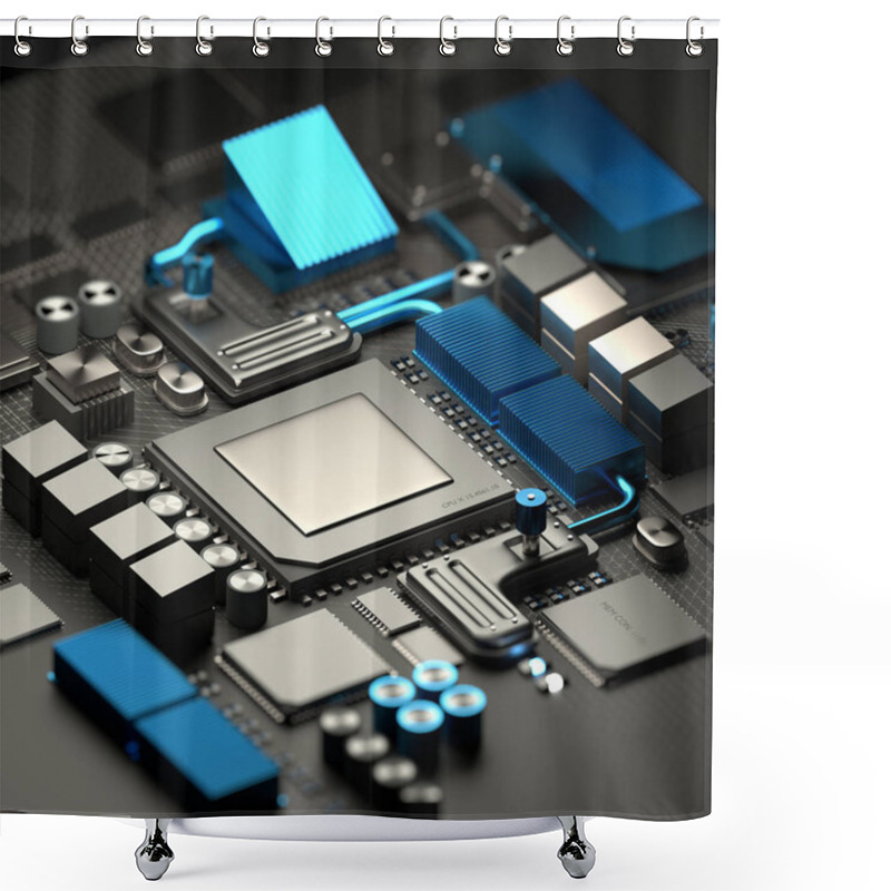 Personality  Motherboard And CPU Technology Background Shower Curtains