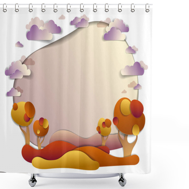 Personality  Scenic Autumn Landscape Of Meadows And Trees With Copy Space  Shower Curtains