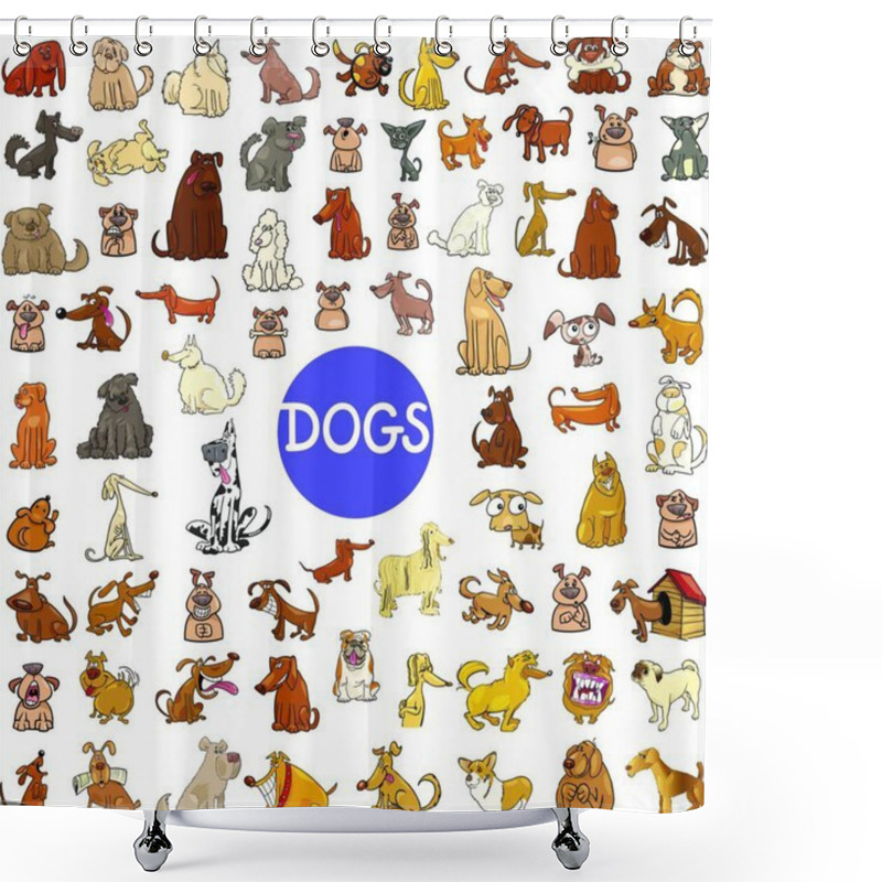 Personality  Cartoon Illustration Of Dogs Pet Animal Characters Huge Set Shower Curtains