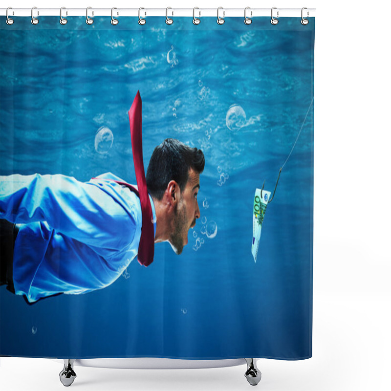 Personality  Businessman Taking The Bait Shower Curtains