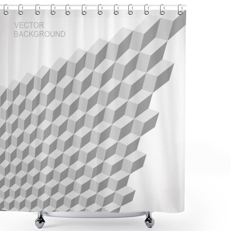 Personality  Seamless Vector Gray 3d Isometric Cube Pattern Shower Curtains