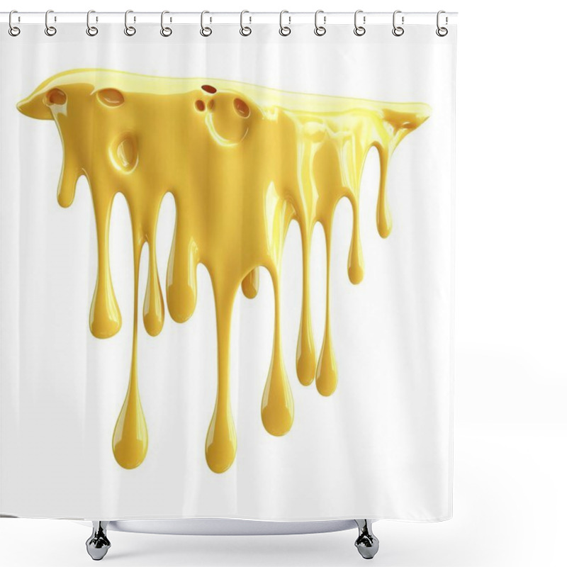 Personality  Melted Cheese Dripping - Close-Up Of Gooey Cheese Texture Shower Curtains