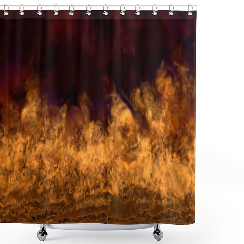 Personality  Blazing Hell On Black Background, Flaming Frame With Dark Smoke - Fire From Picture Corners - Fire 3D Illustration Shower Curtains