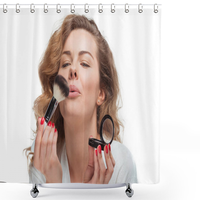 Personality  Woman Applying Makeup  Shower Curtains