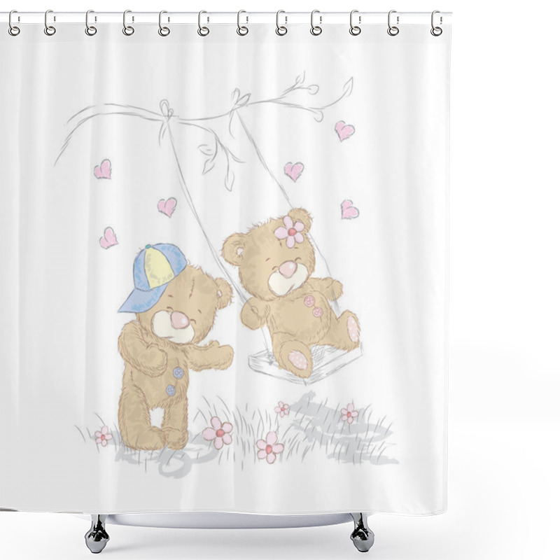 Personality  Cute Bear Cubs That Were Drawn By Hand. Vector Illustration For Greeting Card, Poster, Or Print On Clothes. Shower Curtains