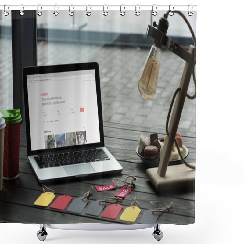 Personality  Laptop With Airbnb Website Shower Curtains