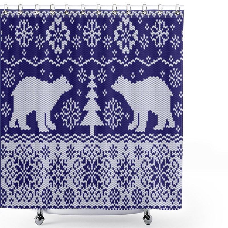 Personality  Knitted Ornament With Bears Shower Curtains