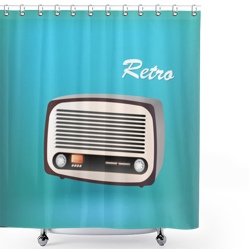 Personality  Retro Radio. Vector Illustration. Shower Curtains