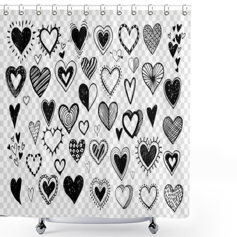 Personality  Collection Of Doodle Sketch Hearts Shower Curtains