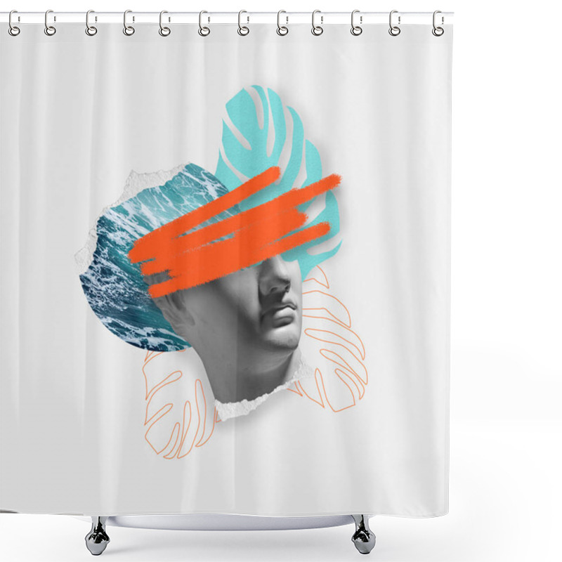 Personality  Modern Conceptual Art Poster With Ancient Statue. Contemporary Art Collage. Shower Curtains