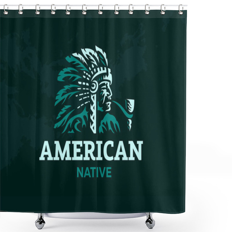 Personality  American Indian. Vector Illustration. Shower Curtains