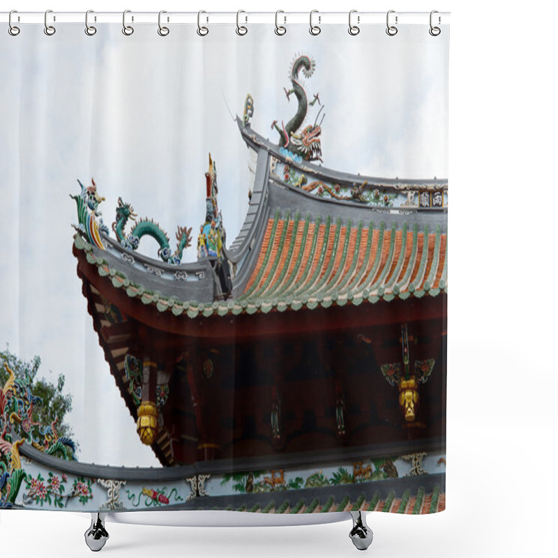 Personality  Ornate Asian Temple Roofline Shower Curtains