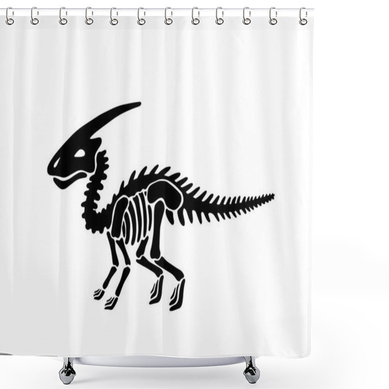 Personality  Dinosaur Parasaurolophus Skeleton. Vector Illustration.  Shower Curtains